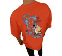 Camiseta de gran tamaño para hombre con estampado de osos en la parte trasera, camisetas de cuello redondo, camisetas de manga corta, sueltas de verano, camisetas de algodón, camiseta Y2K, O Orange, S