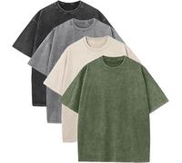 Camiseta de gran tamaño para hombre de algodón pesado, corte regular, básico, juego de camiseta informal de verano, S