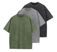 Camiseta de gran tamaño para hombre de algodón pesado, corte regular, básico, juego de camiseta informal de verano, L