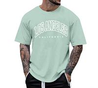 Camiseta de gran tamaño para hombre Los Angeles California Tops para hombre, camiseta de cuello redondo de gran tamaño, para gimnasio, fitness, correr, camiseta para hombre, camiseta vintage para