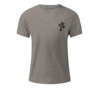 Camiseta de gran tamaño para hombre, verano, tendencia local, pequeño estampado de cocotero, manga corta, cuello redondo, gris, XXL
