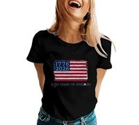 Camiseta de gran tamaño para mujer con estampado de bandera americana, blusa informal, camiseta deportiva de manga corta, camiseta con cuello redondo, camiseta básica, camiseta ligera para el tiempo