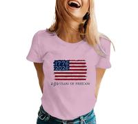 Camiseta de gran tamaño para mujer con estampado de bandera americana, blusa informal, camiseta deportiva de manga corta, camiseta con cuello redondo, camiseta básica, camiseta ligera para el tiempo