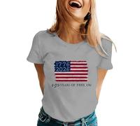 Camiseta de gran tamaño para mujer con estampado de bandera americana, blusa informal, camiseta deportiva de manga corta, camiseta con cuello redondo, camiseta básica, camiseta ligera para el tiempo