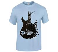 Camiseta de guitarra con banda de Banksy Metal Peace Music Cuervo Goth Tattoo Tee Gift Top 2 Color, Camiseta azul cielo con estampado negro, L
