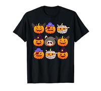 Camiseta de Halloween 9 Calabazas Scary Jack O Lantern Face Camiseta