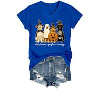 Camiseta de Halloween con texto en inglés «Dogs Because People are Creepy», Royal Blue-vt-1, S