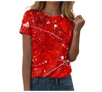 Camiseta de halloween genérica para mujer, cuello redondo, manga corta, resuelta, impresión de halloween, regalo festival, estampado de salpicaduras, manga larga, sudadera con capucha, Rose-a., L