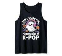 Camiseta de Halloween K-Pop - Ghost Listening to K-Pop Fandom Camiseta sin Mangas