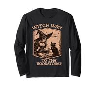 Camiseta de Halloween para Amantes de los Libros Witch Way to The Bookstore Manga Larga