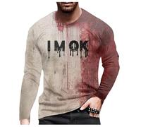 Camiseta de Halloween para hombre, cuello redondo, manga larga, con problemas resueltos, estampado sangriento, camiseta de terror, camiseta gráfica de sangre, camiseta de gran tamaño, para el tiempo