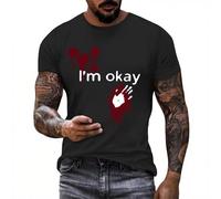 Camiseta de Halloween para hombre, disfraz terrible y sangriento, camiseta de cuello redondo, estampado de salpicaduras de sangre, camiseta de manga corta, camiseta deportiva fea, camiseta de terror