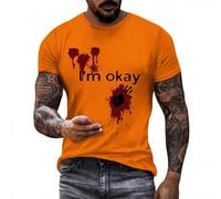 Camiseta de Halloween para hombre, disfraz terrible y sangriento, camiseta de cuello redondo, estampado de salpicaduras de sangre, camiseta de manga corta, camiseta deportiva fea, camiseta de terror