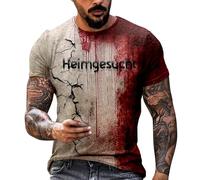 Camiseta de Halloween para hombre, disfraz terrible y sangriento, camiseta de cuello redondo, estampado de salpicaduras de sangre, camiseta de manga corta, camiseta deportiva fea, camiseta de terror