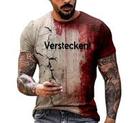 Camiseta de Halloween para hombre, disfraz terrible y sangriento, camiseta de cuello redondo, estampado de salpicaduras de sangre, camiseta de manga corta, camiseta deportiva fea, camiseta de terror