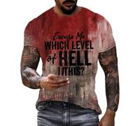 Camiseta de Halloween para hombre, informal, cuello redondo, diseño único de terror, estampado de salpicaduras de sangre, camisetas de manga corta, transpirables, ropa temática, verde, M