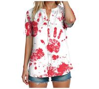 Camiseta de Halloween para mujer, disfraz de Dia de Los Muertos para mujer, camiseta de Halloween para mujer, cuello redondo, sangre, Halloween, ropa de mujer, Halloween, Halloween, Halloween, vino