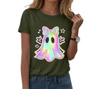 Camiseta de Halloween para mujer, divertida espiritual, parte superior con cuello redondo, camiseta espeluznante boho mística, camiseta de yoga con esqueleto de sirena para clase de yoga, Stylec01