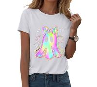 Camiseta de Halloween para mujer, divertida espiritual, parte superior con cuello redondo, camiseta espeluznante boho mística, camiseta de yoga con esqueleto de sirena para clase de yoga, Stylec08