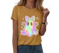 Camiseta de Halloween para mujer, divertida espiritual, parte superior con cuello redondo, camiseta espeluznante boho mística, camiseta de yoga con esqueleto de sirena para clase de yoga, stylec09