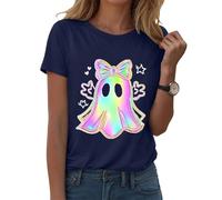Camiseta de Halloween para mujer, divertida espiritual, parte superior con cuello redondo, camiseta espeluznante boho mística, camiseta de yoga con esqueleto de sirena para clase de yoga, Stylec03