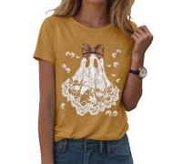 Camiseta de Halloween para Mujer Gráfica Camiseta Casual de Manga Corta para Mujer Tee Halloween de Halloween de Miedo, A-amarillo., M