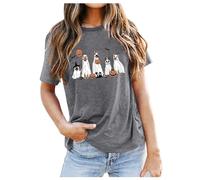Camiseta de Halloween para mujer, informal, estampado de salpicaduras de sangre, camiseta deportiva fea, transpirable, camiseta de entrenamiento, camiseta de Halloween, camisas de carnaval, gris, L
