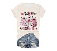 Camiseta de Halloween para mujer, informal, estampado de salpicaduras de sangre, tallas grandes, camiseta deportiva fea, transpirable, camiseta de entrenamiento para Halloween, manga corta, carnaval