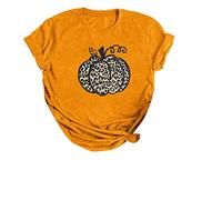 Camiseta de Halloween para mujer, informal, estampado de sangre, camiseta con estampado sangriento, transpirable, camiseta de entrenamiento, camiseta de manga corta para carnaval, naranja, M