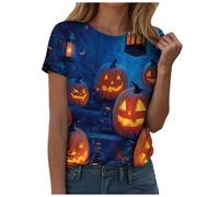 Camiseta de Halloween para mujer, manga corta, cuello redondo, estampado de salpicaduras de sangre, camiseta holgada, ligera, disfraz de Halloween, ropa de calle, carnaval, camisetas, camisetas de