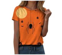 Camiseta de Halloween para mujer, manga corta, cuello redondo, estampado de salpicaduras de sangre, camiseta holgada, ligera, disfraz de Halloween, ropa de calle, carnaval, camisetas, camisetas de