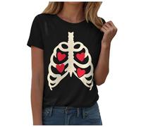 Camiseta de Halloween para mujer, manga corta, cuello redondo, estampado de salpicaduras de sangre, camiseta holgada, ligera, disfraz de Halloween, ropa de calle, carnaval, camisetas, camisetas de