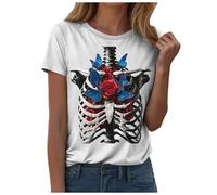Camiseta de Halloween para mujer, manga corta, cuello redondo, estampado de salpicaduras de sangre, camiseta holgada, ligera, disfraz de Halloween, ropa de calle, carnaval, camisetas, camisetas de