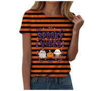 Camiseta de Halloween para mujer, manga corta, cuello redondo, estampado de salpicaduras de sangre, camiseta holgada, ligera, disfraz de Halloween, ropa de calle, carnaval, camisetas, camisetas de