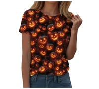 Camiseta de Halloween para mujer Probleme Resolu Bloody Terror Disfraz de Halloween Cuello Redondo Probleme Resolu Camiseta de disfraz de Halloween Calabaza Mujeres, A-le negro, M