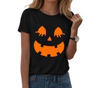 Camiseta de Halloween para mujer Probleme Resolu Halloween Casual Cuello Redondo Horror Tops Cuello Redondo Verano Camisetas para Mujeres Camisetas de manga corta Mujeres, Le Noir, M