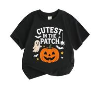 Camiseta de Halloween para niño, niña, manga corta, calabaza, fantome, disfraz de fiesta o noche, camiseta de Halloween, Le Noir, 8-9 Años