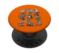 Camiseta de Halloween T-Rex - Grupo de Disfraces de Dinosaurio Espeluznante PopSockets PopGrip Adhesivo