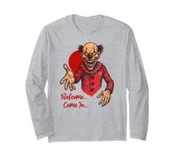 Camiseta de Halloween Welcome In Scary Horror Evil Clown Manga Larga