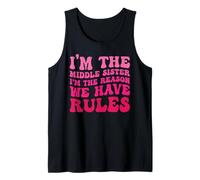 Camiseta de hermana media divertida con texto en inglés "I Am Reason We Have Rules Sibling" Camiseta sin Mangas