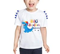 Camiseta de Hermano Mayor - Dinosaurio Trajes de Hermanos para Niñito Niños 100% Algodón Ascendido a Camisa de Hermano Mayor Blanco Impresión Vistoso Manga Corta (Blanco, 2-3 años)