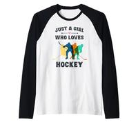 Camiseta de Hockey para niñas Adolescentes, Camiseta de Hockey Vintage Divertida Camiseta Manga Raglan