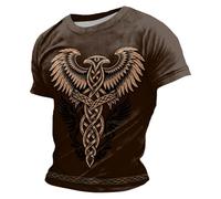 Camiseta de hombre 2026 con gráfico de mitología nórdica para dioses nórdicos medievales, manga corta, algodón grande camiseta blanca, marrón, XL