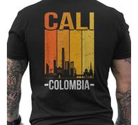 Camiseta de hombre Cali Colombia Retro Sunset Cali con estampado en la espalda - Camiseta de hombre - Cuello - 100% - Tejido y - Camiseta casual de manga corta