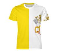 Camiseta De Hombre - Ciudad del Vaticano Bandera Nacional Camiseta De Manga Corta para Hombre con Estampado 3D Estilo Veraniego Holgada para Actividades Al Aire Libre. M