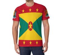 Camiseta De Hombre con Bandera De Granada, Cómoda Camiseta De Poliéster con Geometría Estelar, Camisetas De Orgullo Nacional para Hombre, Desfile del Orgullo Festival Verano Cotidiano