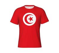 Camiseta De Hombre con Bandera Tunecina, Cómoda Camiseta De Poliéster con Emblema Estrella Creciente Tunecina, Camisetas De Orgullo Nacional para Hombre, Desfile del Orgullo Festival Verano Cotidiano