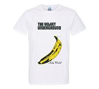 Camiseta de hombre con cuello redondo de algodón orgánico The Velvet Underground Andy Warhol Rock 70's Vintage, blanco, M