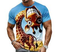 Camiseta de Hombre con diseño 3D de un Caballo de Dibujos Animados Divertido Estampado de Animales de Granja Manga Corta y Cuello Redondo Camiseta Informal de Verano