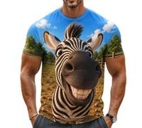 Camiseta de Hombre con Estampado 3D Realista de una simpática Cara de Vaca Camiseta Informal de Verano de Manga Corta y Cuello Redondo con Estampado de Animales de Granja
